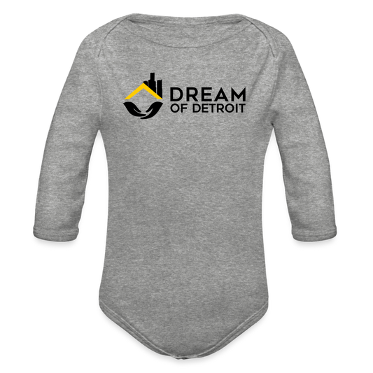 DREAM Organic Long Sleeve Baby Bodysuit - heather grey