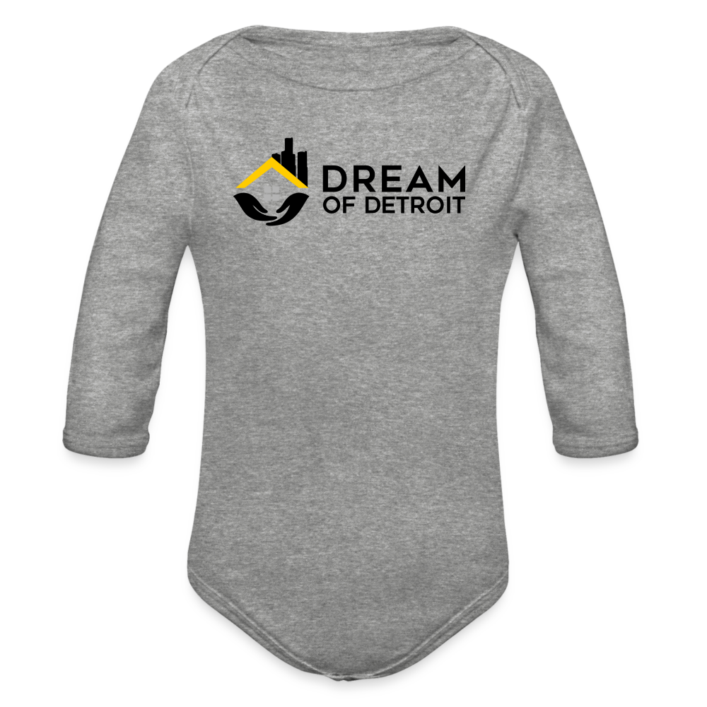 DREAM Organic Long Sleeve Baby Bodysuit - heather grey